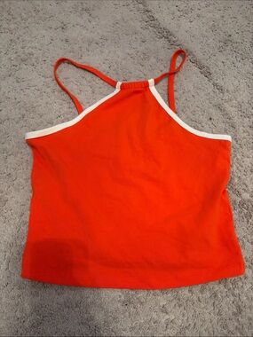 Forever 21 Orange Halter Crop Camisole with White Trim